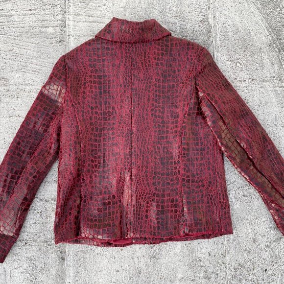 Bamboo Traders Women Jacket Red Faux Leather Man Made Material Coat Size M - Picture 3 of 7